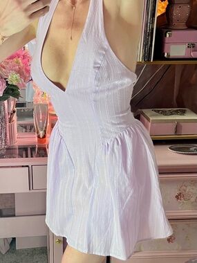 NWT Altar’d State Lilac Halter Mini Dress Fit & Flare Textured